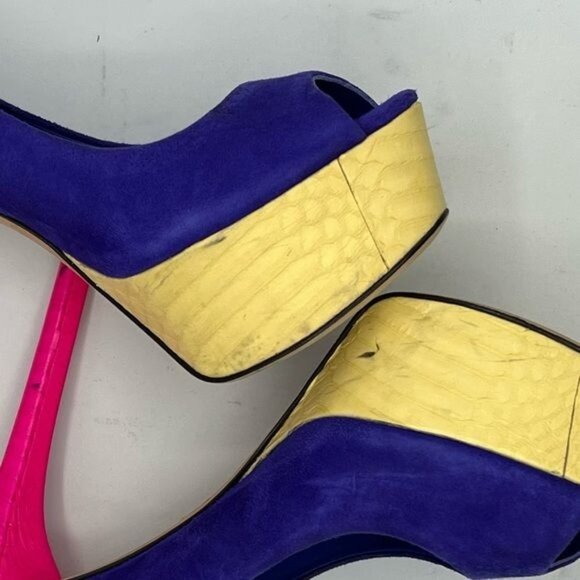 BRIAN ATWOOD Blayne Colorblock Suede Peeptoe Heels Size 7 - Picture 9 of 15